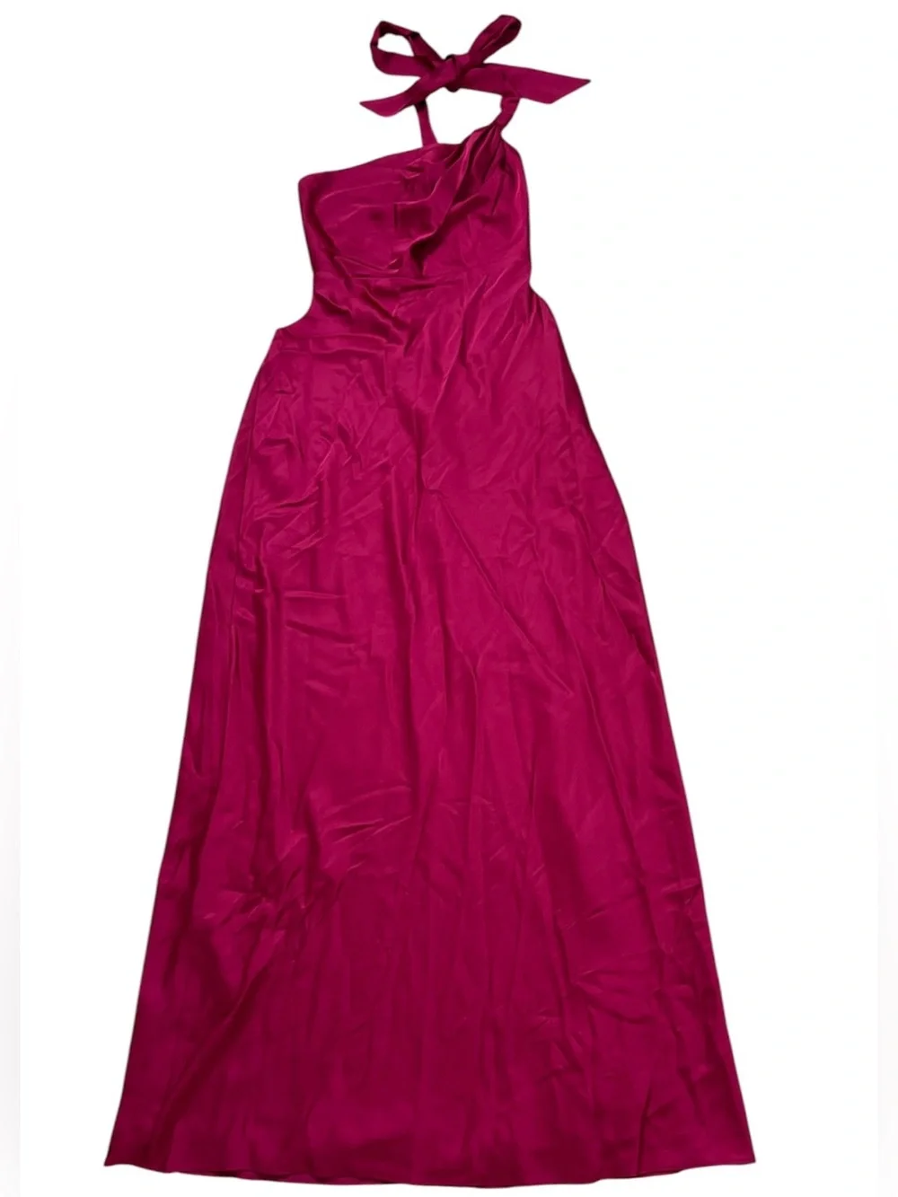Abercrombie & Fitch Medium Tall One Shoulder Satin Maxi Gown Pink Dress NWT